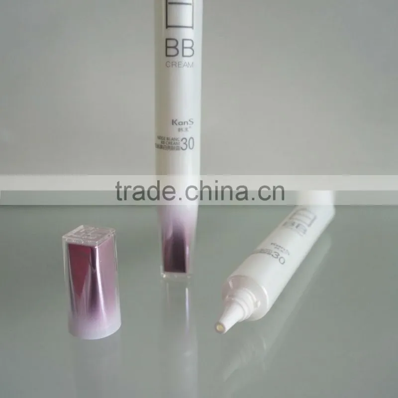 luxury cosmetic packaging plastic tube with arcylic screw cap for BB cream