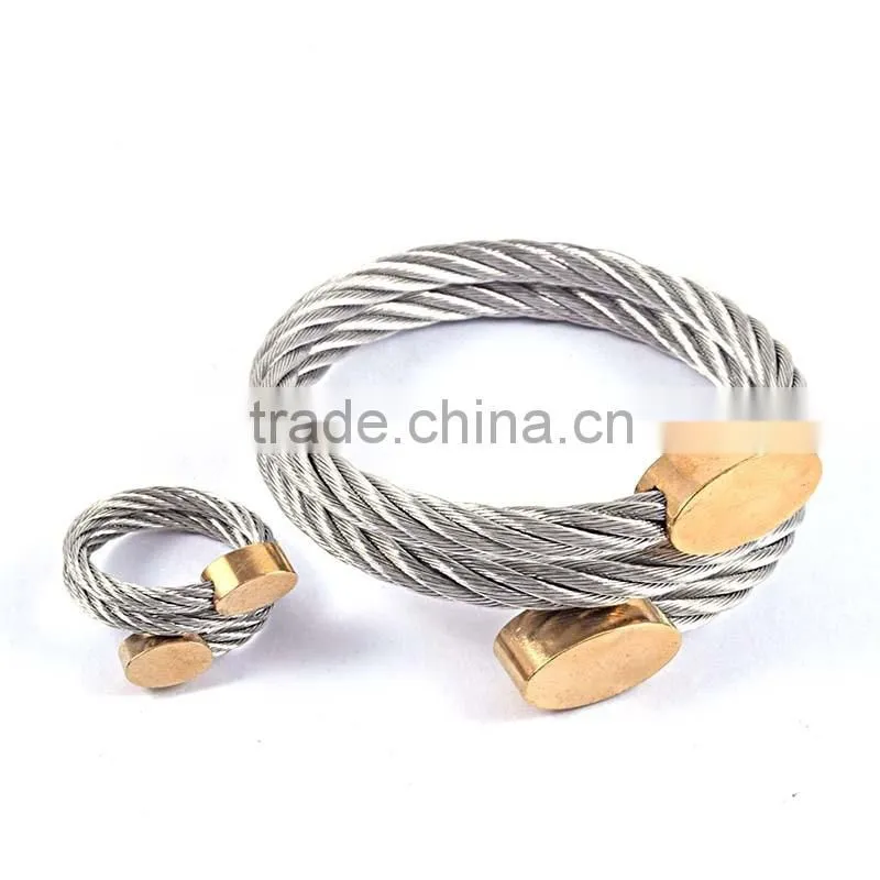 fashion jewelry 2016 wire stainless steel bracelet & rings costume african jewelry sets
