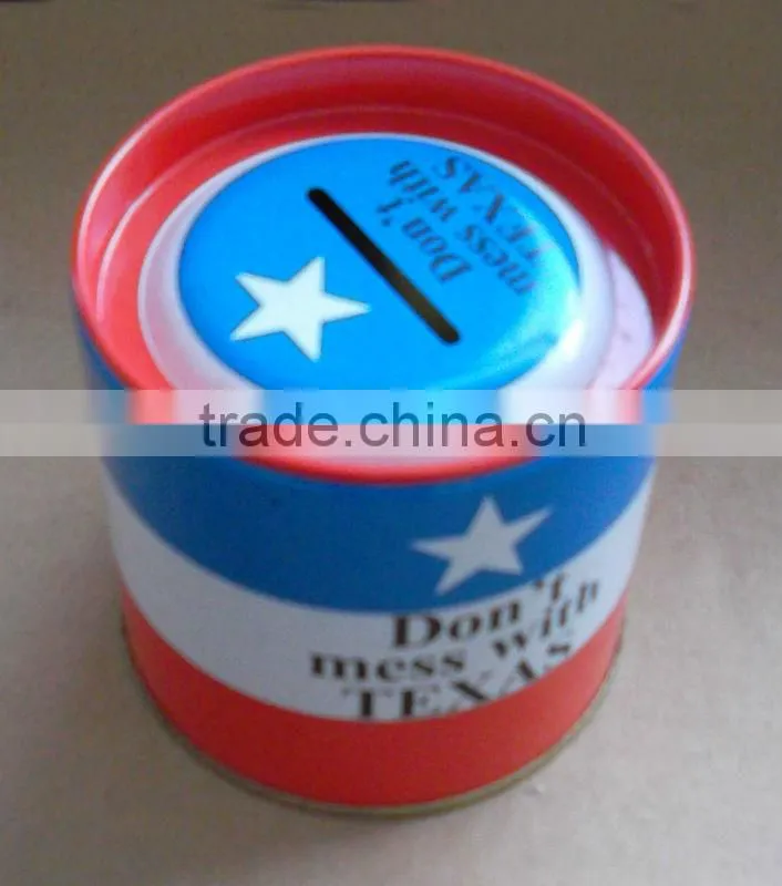 Round custom tin coin bank,money saving tins
