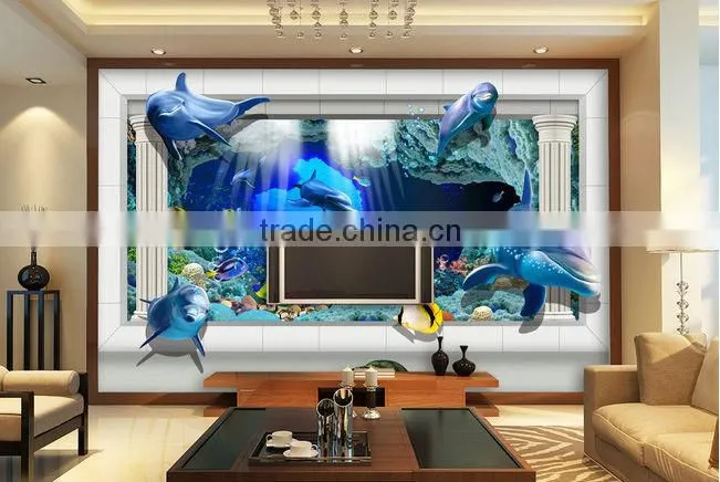 Newest design seaword 3d inkjet tile TV background ceramic 3d wall tile