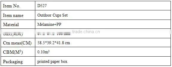 D527 outdoor table with cup holders plastic fork spoon plates knifes cups outdoor set
