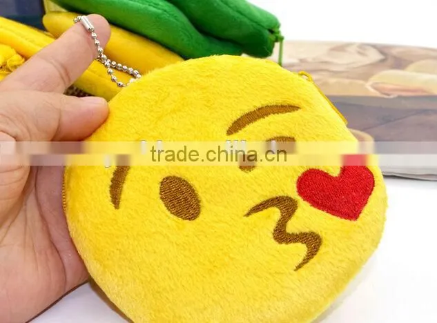 Emoji wallet/13 styles cheap fancy emoji coin purse/plush emoji small coin purse