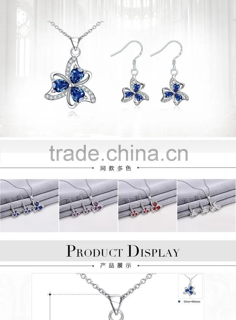 New jewelry plated rhinestone heart wedding necklace set