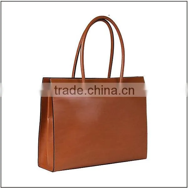 Custom fashion business laptop tote bag leather lady laptop bag