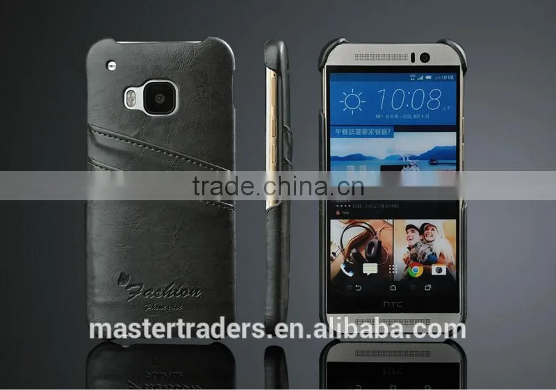 Original Fashion Wax Grain PU Leather Back Cover Case With Card Slot For HTC One M9 MT-3556