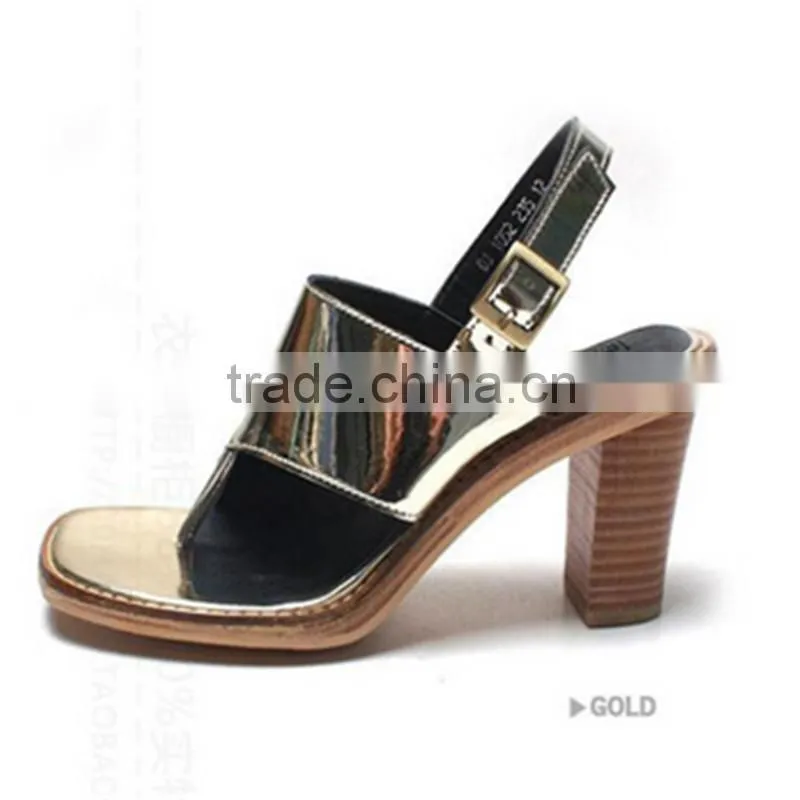 Gold sexy korean women thick heel sandals more than $1 dollar shoes