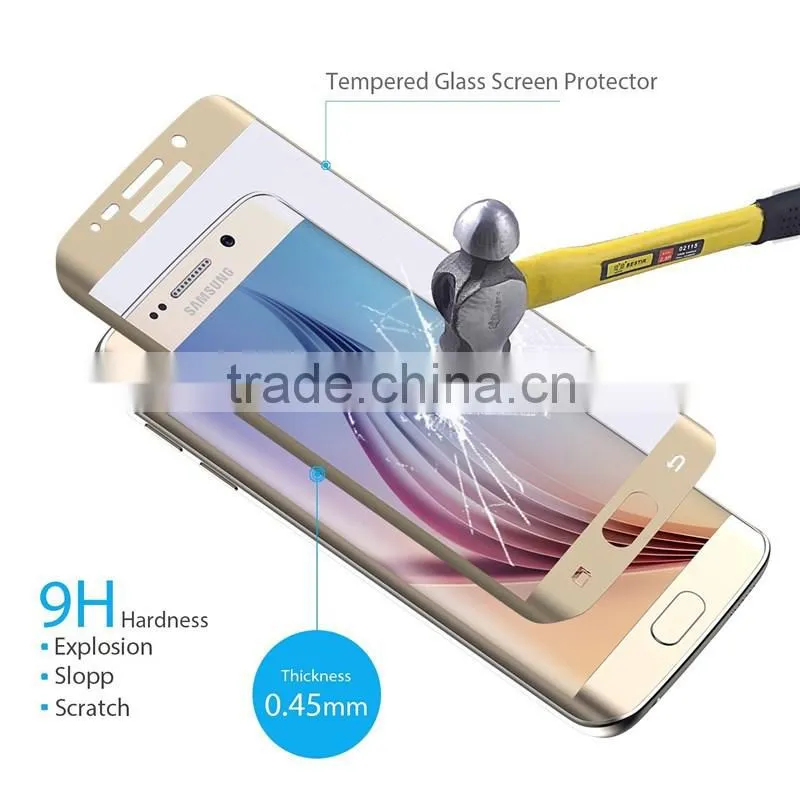 Keno 2016 Newest 3D Hot Curved Tempered Glass Screen Protector for Samsung Galaxy S6 Edge Curved Tempered Glass
