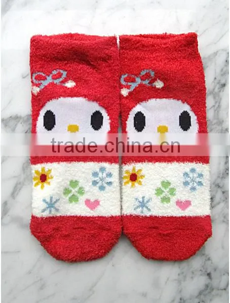popular design cartoon patten microfiber tube socks for young girl