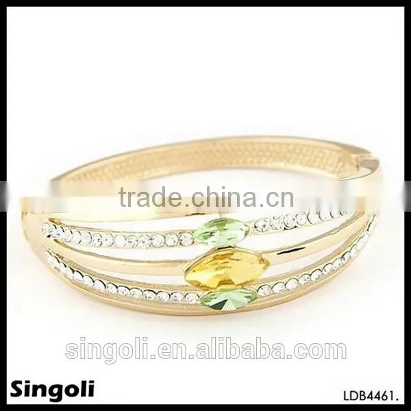 Sophisticated metal crafte one direction mutil-layers gold bangle clear crystal bracelet hyaline magnetic gemstone bracelet