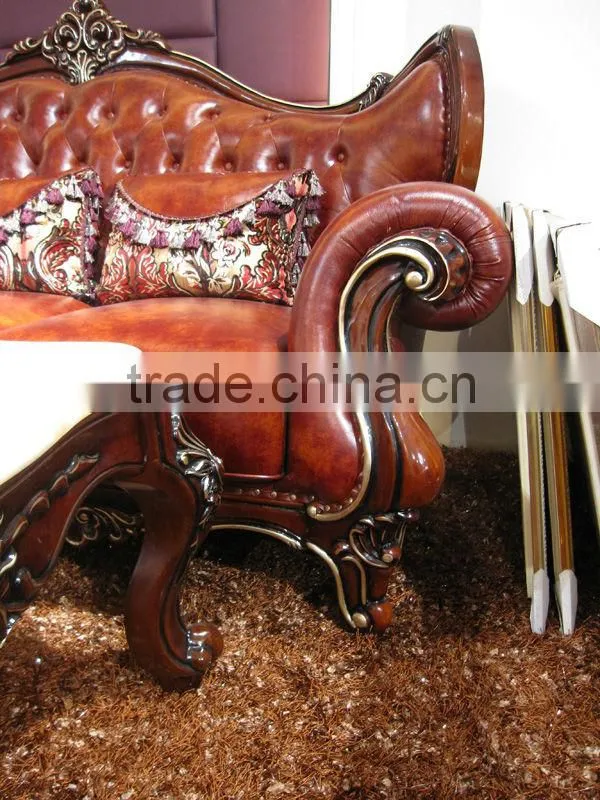 Modern Leather Sofa / Wooden Leather Sofa / Turkey Leather Sofa Set A02