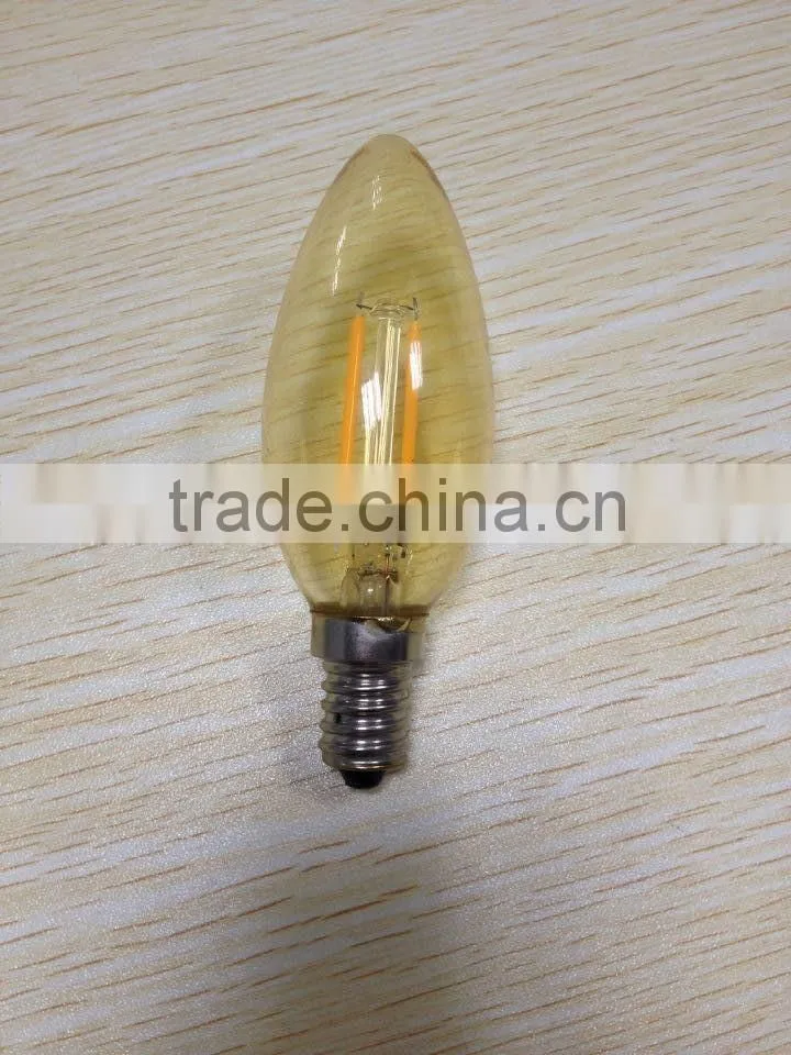 DIMMABLE LED FILAMENT CANDLE BULB LIGHT WITH FROSTED/AMBER/CLEAR GLASS 2WATT 4W E12/E14/E27/B22 UK USA CE ROHS UL