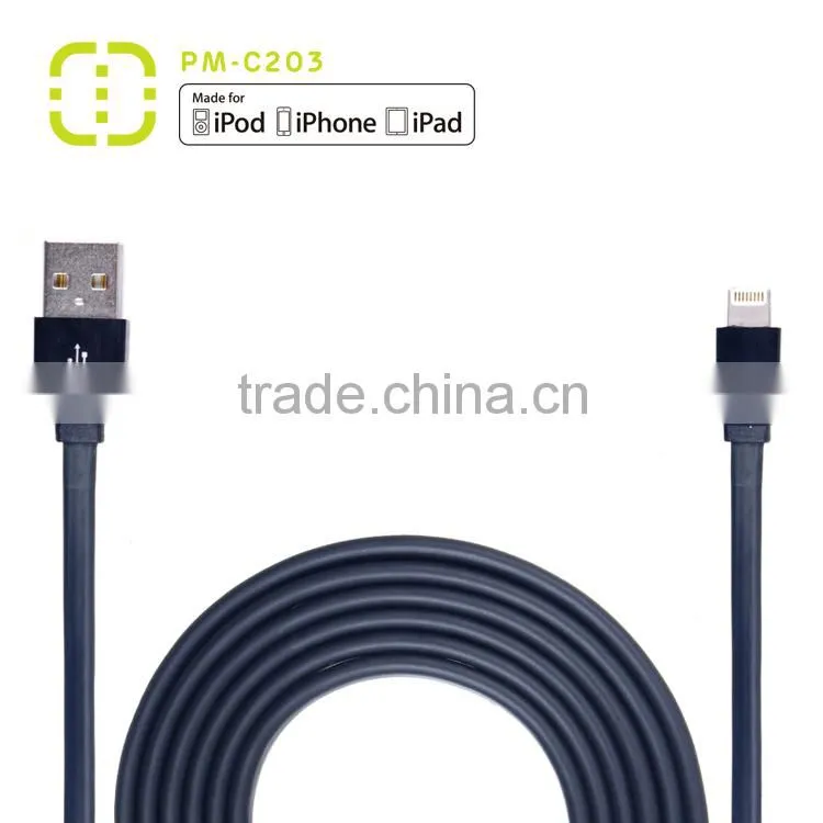 customized mfi flat charging cable with ABS housing