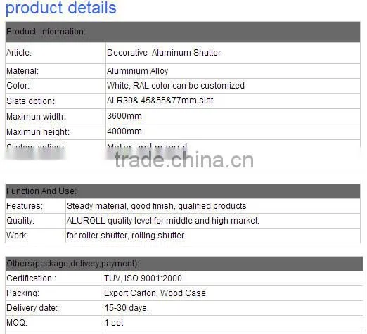 Automatic rolling shutter window, aluminum rolling shutter windows