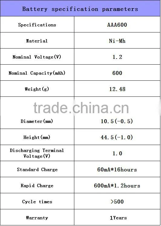 Ni-MH AAA 600mAh 1.2V Rechargeable 3A Neutral Battery Bateria Baterias