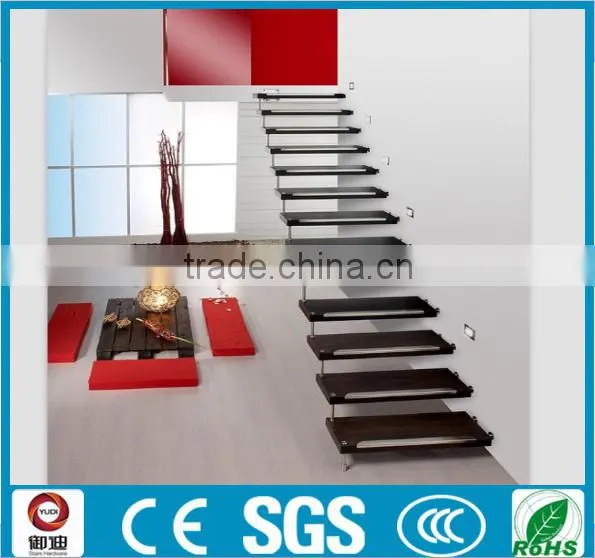 Decorative indoor customized wooden floating staircase manufacturer--YUDI