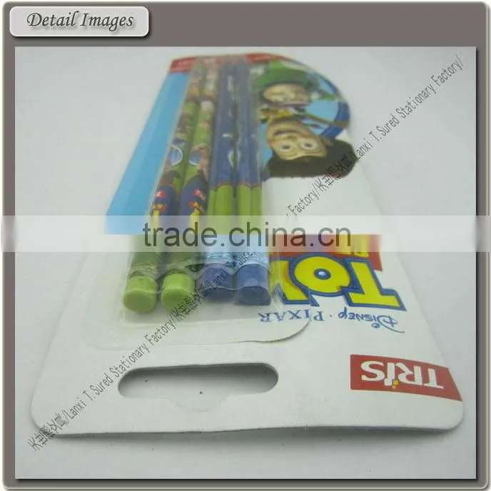 4 pcs Promotional Natural Wood HB Pencil With Eraser