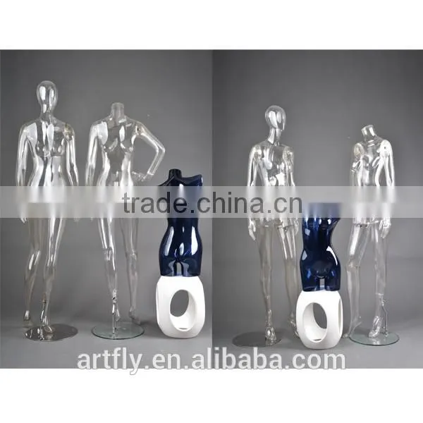store window female clear plastic torso mannequins
