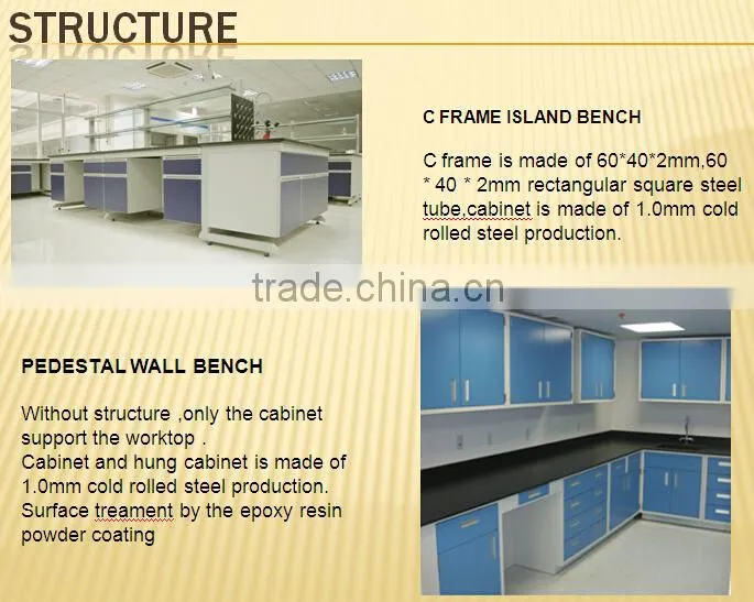 Acid resistant hospital lab workbench table with sink