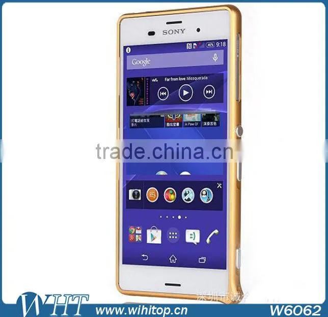 Fashionable Aluminum Bumper Case No Screws For Sony Xperia Z3, Luxury Hard Metal Frame For Xperia Z3