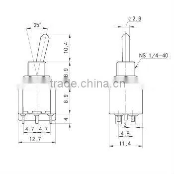 Mini 6 pin on off toggle switch