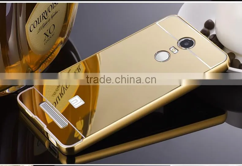 Luxury Mirror Cover Metal Aluminum Bumper Phone Case For Xiaomi For Redmi Note 3