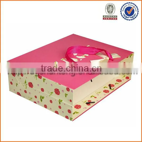 Pink rose flower design gift paper bag