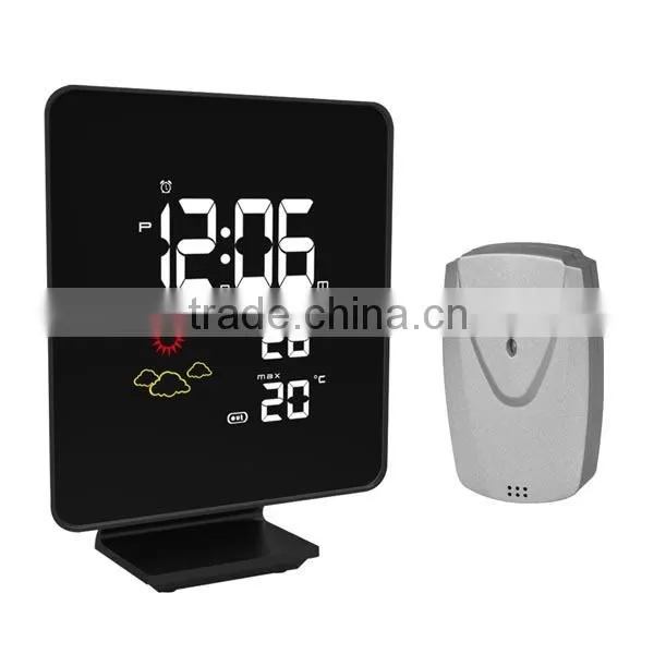 DESKTOP COLORFUL WIRELESS WEATHER STATION WITH SENSOR ALARM CLOCK, CE ROHS R&TTE and FCC compliance S638B