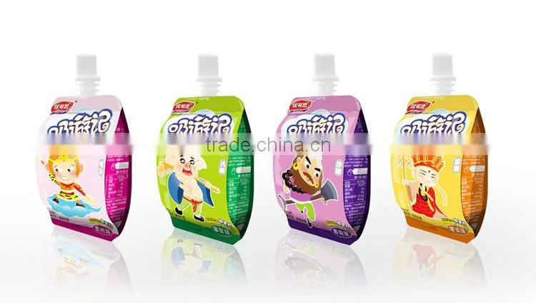 Yason resuable fruit juice spout pouches bear with 120deg sterilization process stand up pouch with spout pouch bottom gusseted