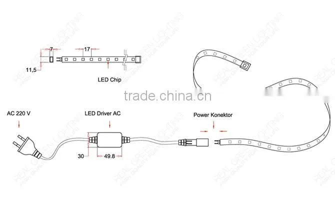 220V SMD3528 60LEDs/M Red LED Strip Light