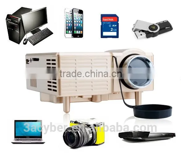 Portable Multimedia Mini LED Projector For Home Theater Computer Displayer Golden US Plug