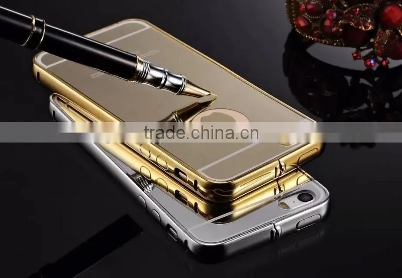 Aluminum metal frame bumper mirrior back Mobile phone cover and accessory for iphone 6 accessory for iphone 6S