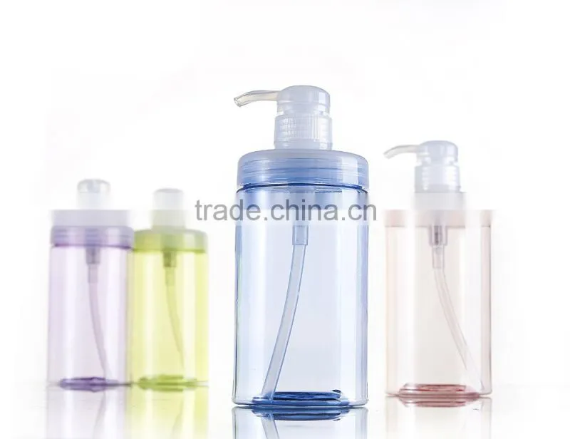 NEW 600ml round Plastic Lotion Pump Bottle Transparent Shower Gel/Shampoo Refillable Bottles Empty Container cap sprayer