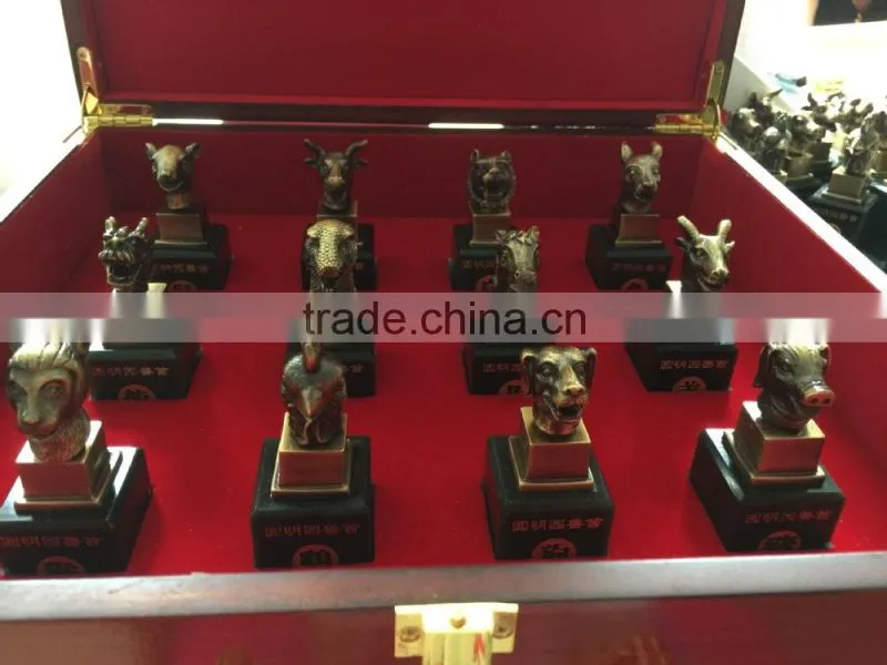 Factory Supply Chinese Twelve Animal Zodiac Bronze-plated Jade Seal Craft