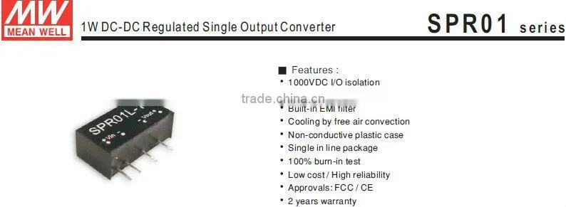 Meanwell 1W DC-DC Regulated Single Output Converter dc switching power supply