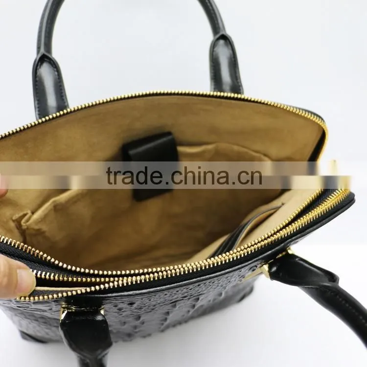 New men's briefcase crocodile grain bag black PU leather briefcase