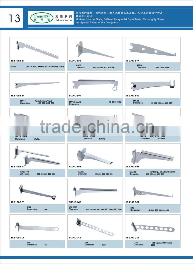 Double slotted metal shelf bracket with rod hanging ring