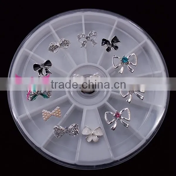 New arrival 12 colors round 3D nail decoration with glitter powder
