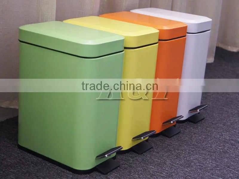 square colorful stainless steel trash bin