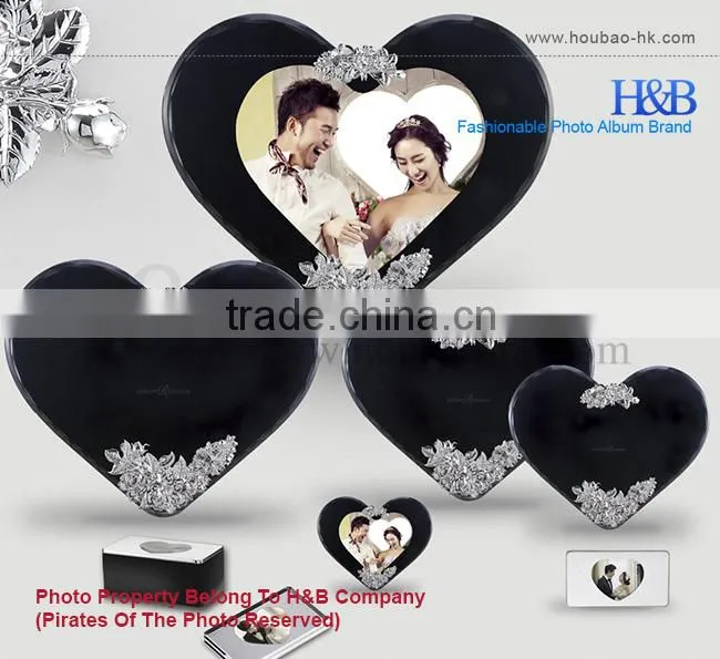Nice heart shape love crystal wedding photo frame