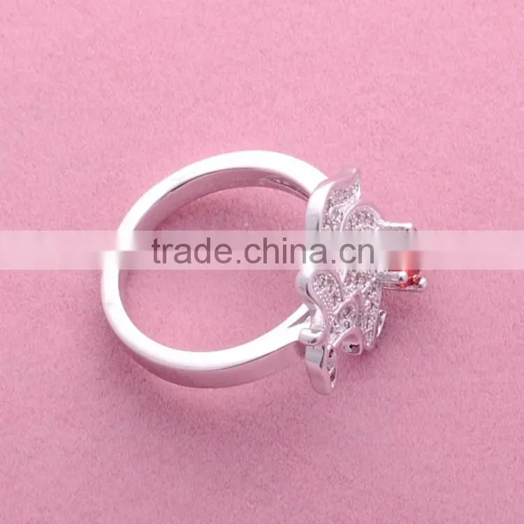 >>>2016 YIWU T&J women fashion Korean style rings silver plated flower rhinestone crystal rings for lady/