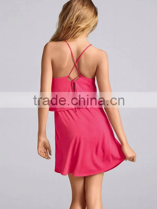Gorgeous Frill on Body Short Chiffon Watermelon Sexy Short Mini Dresses