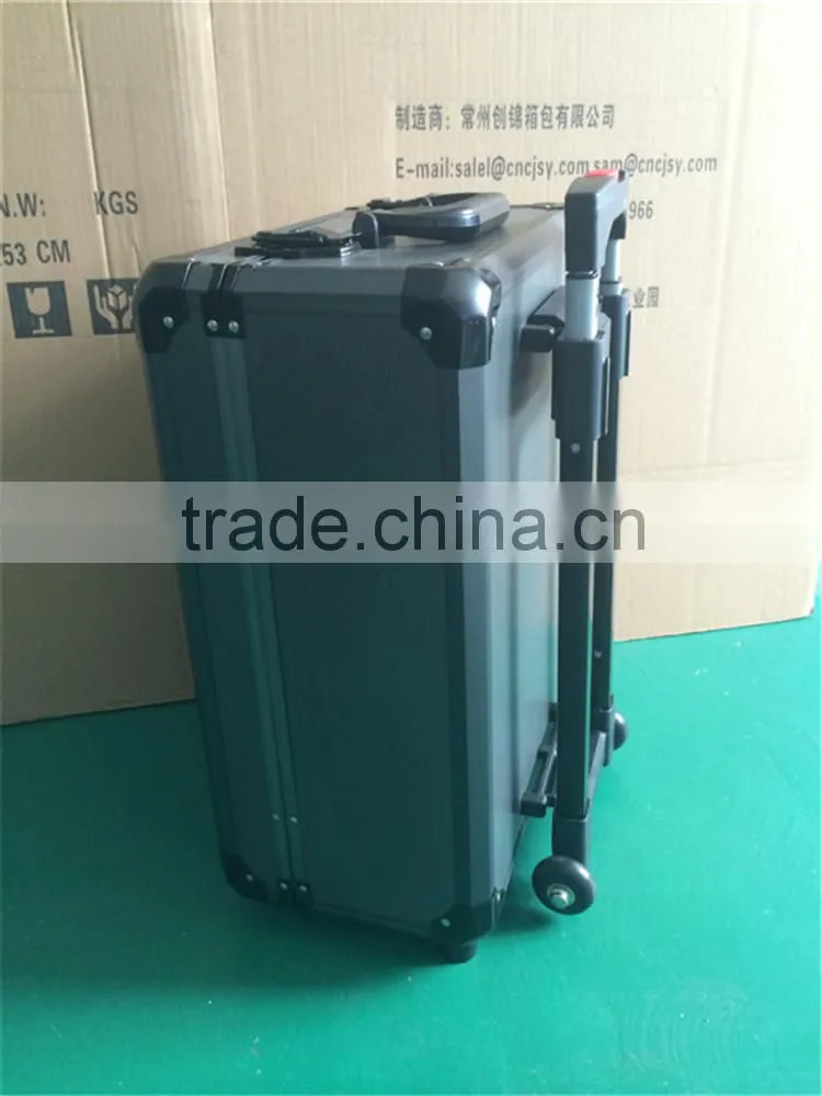 Suitcase-style fashion black custom design with locks aluminum trolley case