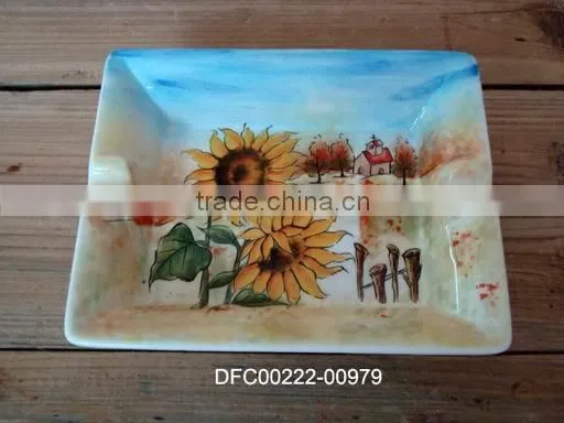 ceramic handpaint sunflower ashtray decorative