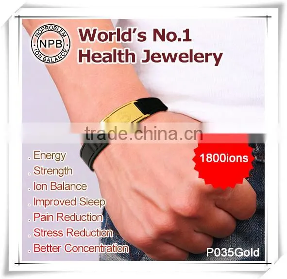 Noproblem P035G germanium luxury paracord casual elastic health negative ion cuff bracelet