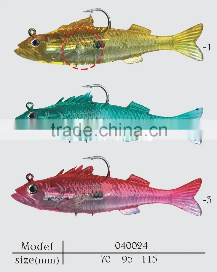 swimbait imbeded lead soft shad lure LED flash