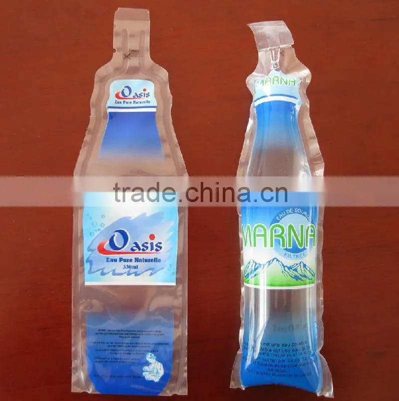 Biodegradable eco-friendly bottle shaped pouch for mineral water