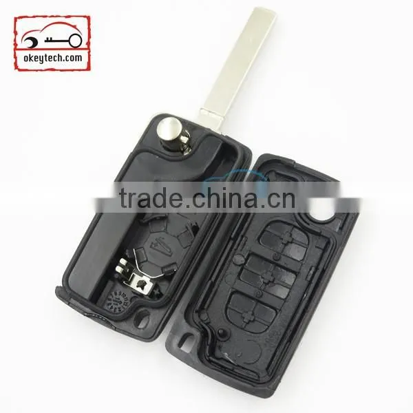 High Quatity Citroen romote flip key shell 3 button VA2 blank with battery place 0536 Citroen key cover