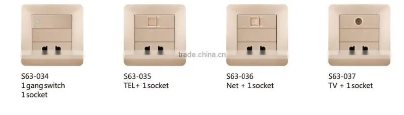 Aluminum brush Panel South African standard swithed socket with neon