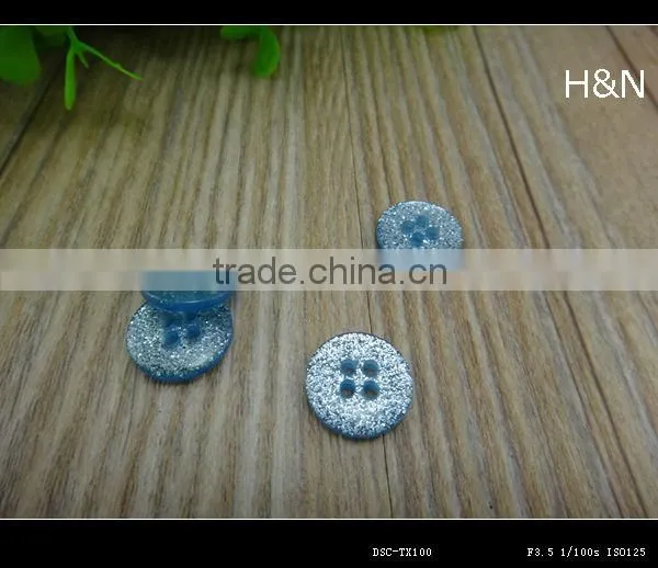 18L glitter 4-hole resin blue shirt button