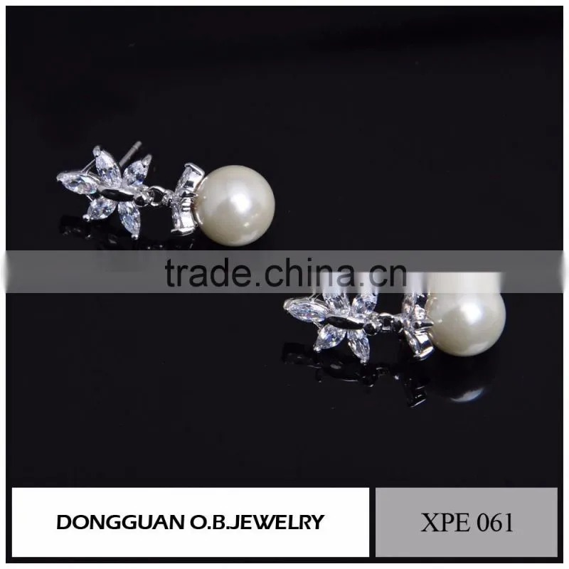 Brass fashion stud earrings, women earrings,diamond earrings fashion jewelry 2016